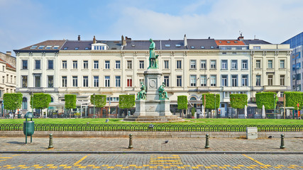Luxembourg square without any people during the confinement period.
