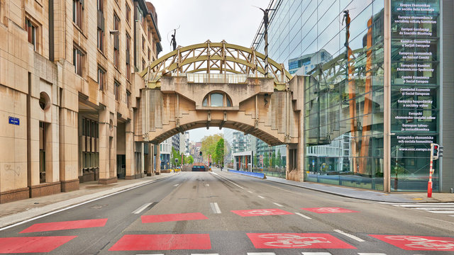 Belliard street without any people during the confinement period.
