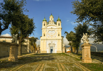 Façade of the Lady of the Coast (Madonna della Costa) Sanctuary, protector of the seafarers,...