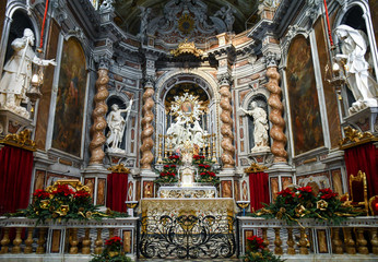 Interior of the Lady of the Coast (Madonna della Costa) Sanctuary, protector of the seafarers, with...