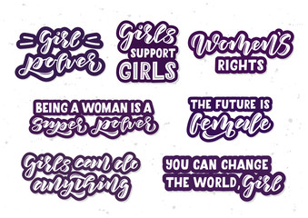 Girl power hand drawn lettering set