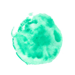 watercolor stains and splashes and strokes for abstract background, green, emerald