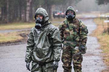simulation of a Nuclear Biological and Chemical Warfare (Nbc) during the training of French...