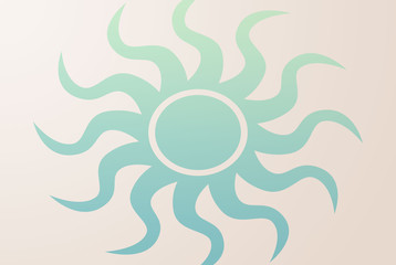 Abstract Big Mint Green Sun Design On White Gradient Background.