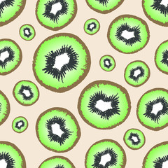 Fototapeta premium half kiwi pattern on a beige background