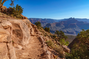 hiking the south kaibab trail in grand canyon national park, arizona, usa