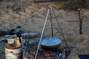 kettle on the campfire