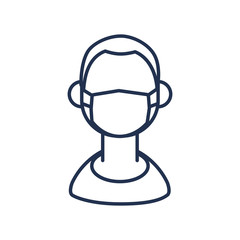 man with medical mask , line style icon