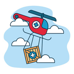 ambulance helicopter with medical aids box, colorful design