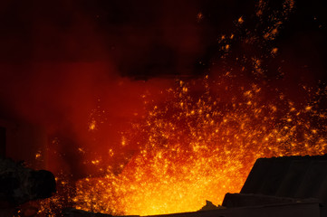 production of pig iron from a blast furnace in a foundry.