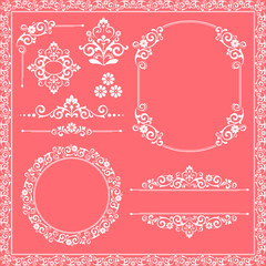 Vintage Set. Floral elements for design monograms, invitations, frames, menus and labels. Graphic design of the website, cafes, boutiques, hotels, wedding invitations.