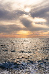 purple sky at sunset in the Black Sea In Sochi