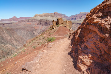 hiking the south kaibab trail in grand canyon national park, arizona, usa