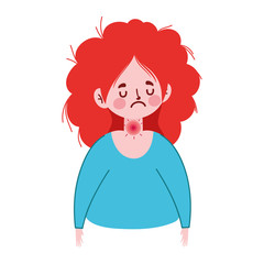 Woman with sore throat vector design