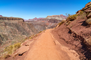 hiking the south kaibab trail in grand canyon national park, arizona, usa