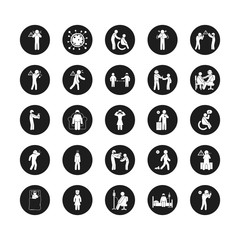 doctors and coronavirus and health icon set, silhouette style