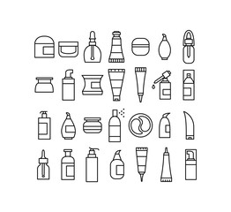 Skin care cosmetics and hygiene products icons set