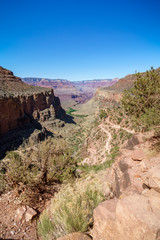 hiking zig zag on the bright angel trail in grand canyon national park, arizona, usa