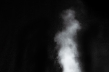 White smoke isolated on black background. smoke stock image