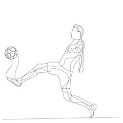 Obraz na płótnie Canvas vector, on a white background, sketch with line of a running man, soccer player