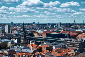 Fototapeta na wymiar Copenhagen, Denmark. New and old buildings in the city center.
