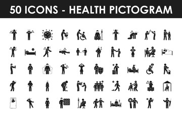 health and Covid 19 preventions icon set, silhouette style