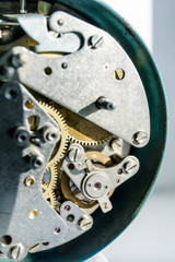 mechanism of old mechanical desk clock