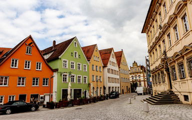A row of colorful houses in Ellwangen, Germany