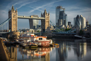 Tower Bridge and City of London at sunrise 