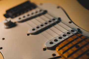 Electric guitar stratocaster closeup detail, macro abstract