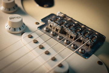 Electric guitar stratocaster closeup detail, macro abstract