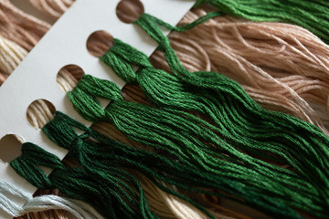 close up of green yarn