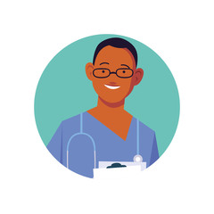 man doctor, medical staff on white background