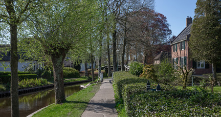 Giethoorn Overijssel Netherlands. During Corona lock-down. Empty streets, paths, bridges and canals.