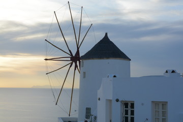 windmill in santorini greece
