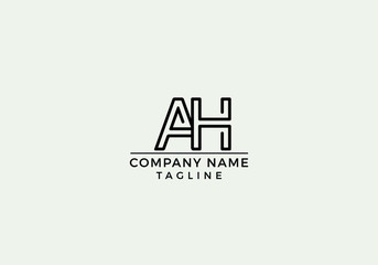 A H AH Logo Letter Icon Creative Minimal Design with Black and White Color in Vector Editable File.