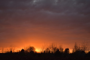 Sunset sets the sky on fire