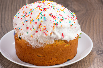 baked Easter cake decorated with sprinkles