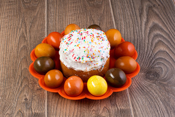 baked Easter cake decorated with sprinkles