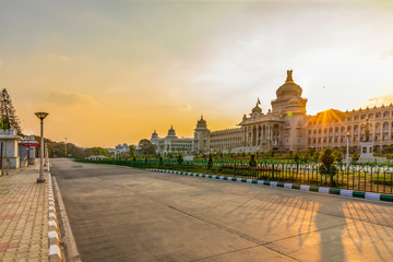 Vidhan Soudha Building in Bangalore/Bengaluru in evening sky 