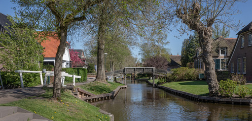 Giethoorn Overijssel Netherlands. During Corona lock-down. Empty streets, paths, bridges and canals. 