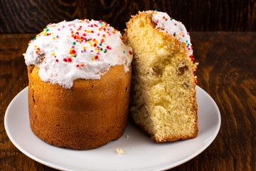baked Easter cake decorated with sprinkles
