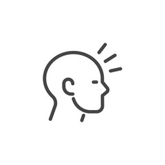 Icon in Outline Style From the Set Premium Icons on Symptoms Virus Infection, Cold and Flu. Such Line Symbol as Acute Headache or Migraine, Head of Man With sign of Pain. Custom Vector Pictogram.