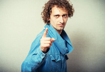 man pressing an imaginary button