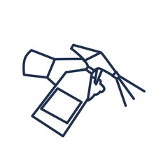 hand with disinfectant bottle, line style icon