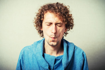 Portrait of  scared man