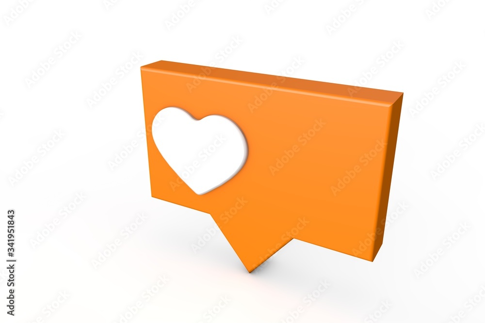 Wall mural social media likes counter with heart shape. 3d rendering