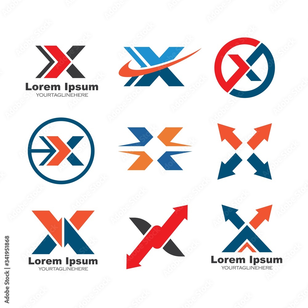 Wall mural x letter arrow icon logo vector illustration - Wall murals