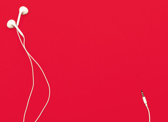 headphones on red background