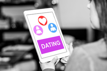 Online dating concept on a tablet